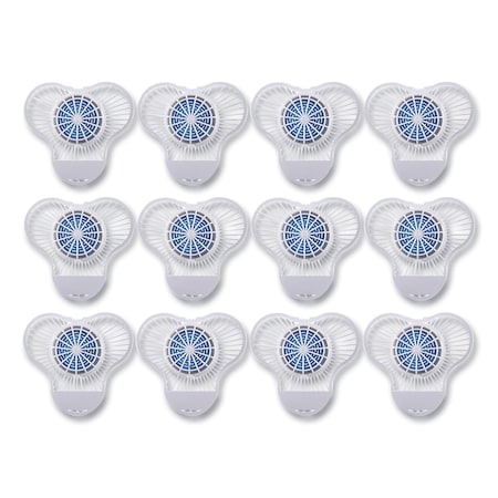 Boardwalk Urinal Screen with Non-Para Deodorizer Block, Green Apple Scent, Blue/White, 3.25 oz, PK12 BWKNUS